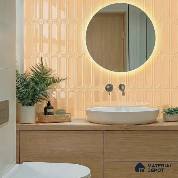 Faux Subway Wall Tile TL 11245 Sable Capsule 2 ft x 1 ft Ceramic Glossy Finish Tile - 9 mm | Suitable For Bathroom, Dining Area, Kitchen Backsplash