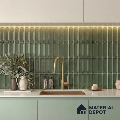 Faux Subway Wall Tile TL 11246 Verdant Capsule 2 ft x 1 ft Ceramic Glossy Finish Tile - 9 mm | Suitable For Bathroom, Dining Area, Kitchen Backsplash