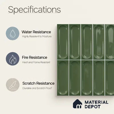 Faux Subway Wall Tile TL 11246 Verdant Capsule 2 ft x 1 ft Ceramic Glossy Finish Tile - 9 mm | Suitable For Bathroom, Dining Area, Kitchen Backsplash