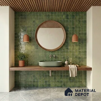 Faux Subway Wall Tile TL 11255 Meadow Mint 2 ft x 1 ft Ceramic Glossy Finish Tile - 9 mm | Suitable For Bathroom, Basin Area, Kitchen Backsplash