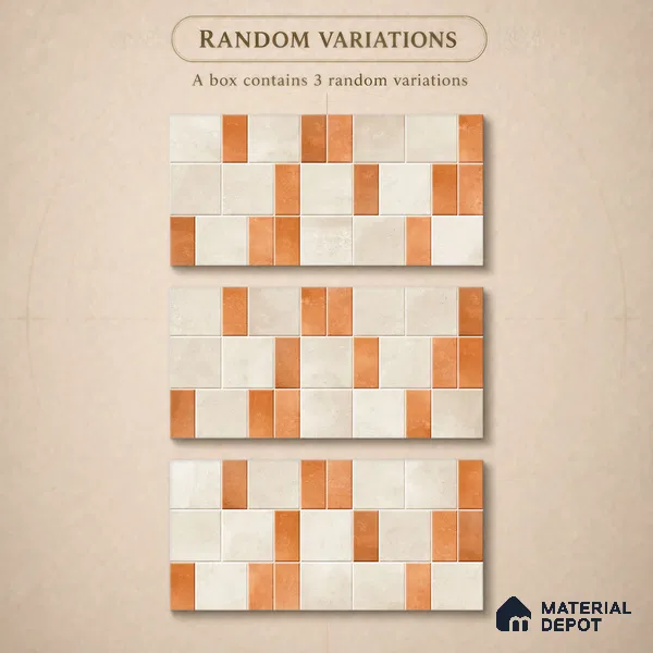 Faux Subway Wall Tile TL 11260 Terracotta Block 2 ft x 1 ft Ceramic Granulla Finish Tile - 9 mm | Suitable For Bathroom, Balcony & Kitchen Backsplash (Sample)