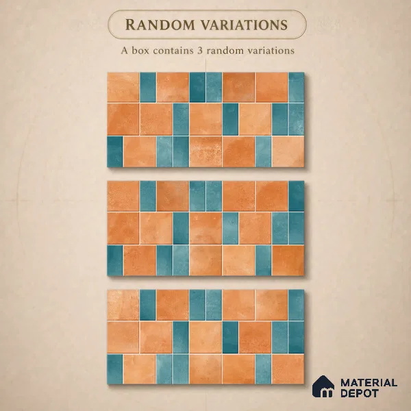 Faux Subway Wall Tile TL 11261 Terracotta Azure 2 ft x 1 ft Ceramic Granulla Finish Tile - 9 mm | Suitable For Bathroom, Basin Area, Kitchen Backsplash