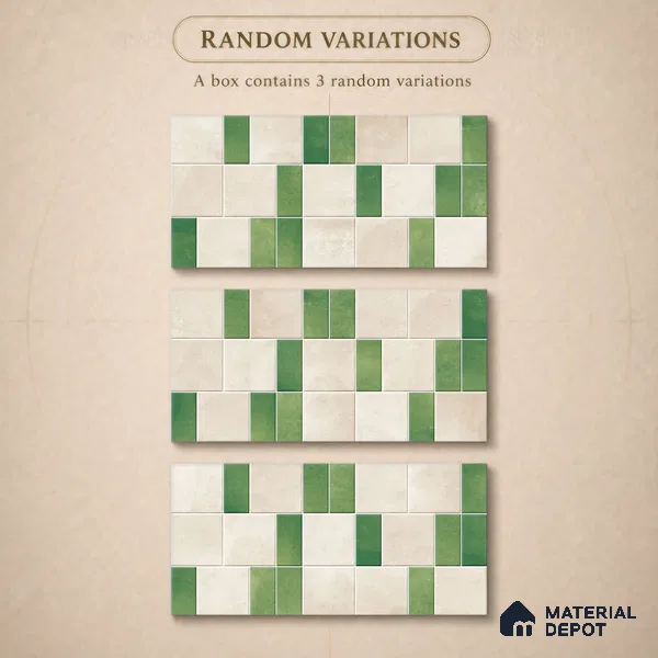 Faux Subway Wall Tile TL 11263 Verdant Block 2 ft x 1 ft Ceramic Granulla Finish Tile - 9 mm | Suitable For Bathroom, Balcony & Kitchen Backsplash (Sample)