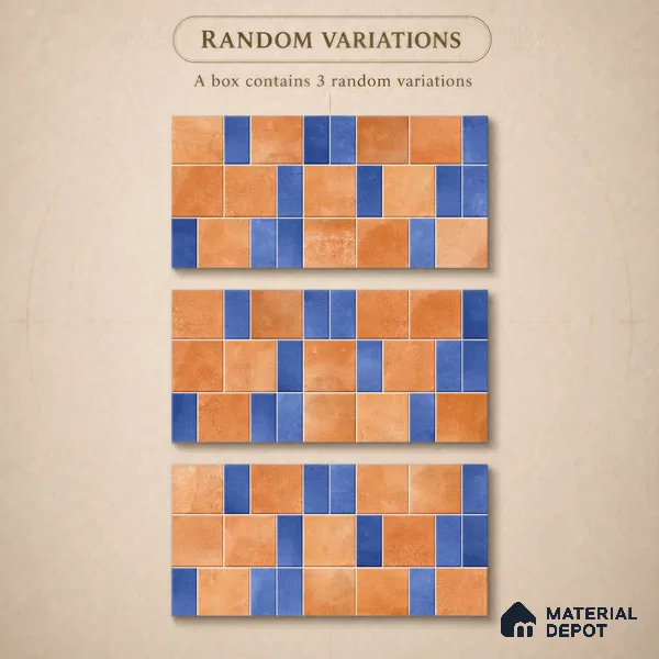 Faux Subway Wall Tile TL 11264 Terracotta Indigo 2 ft x 1 ft Ceramic Granulla Finish Tile - 9 mm | Suitable For Bathroom, Basin Area, Kitchen Backsplash