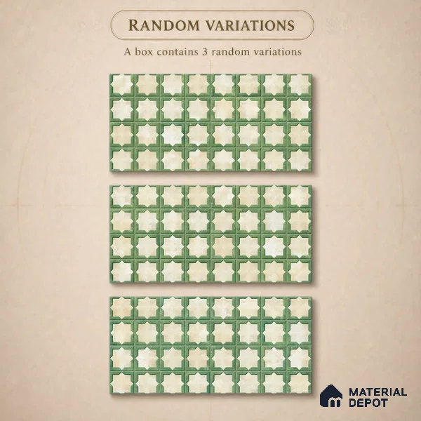 Patterned Wall Tile TL 11268 Sage Star 2 ft x 1 ft Ceramic Granulla Finish Tile - 9 mm | Suitable For Bathroom, Balcony & Kitchen Backsplash