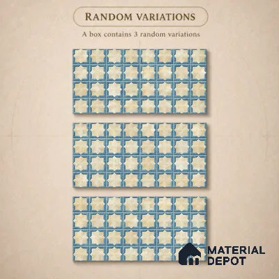 Patterned Wall Tile TL 11271 Azure Medina 2 ft x 1 ft Ceramic Granulla Finish Tile - 9 mm | Suitable For Bathroom, Balcony & Kitchen Backsplash