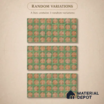 Patterned Wall Tile TL 11272 Verdant Star 2 ft x 1 ft Ceramic Granulla Finish Tile - 9 mm | Suitable For Bathroom, Balcony & Kitchen Backsplash