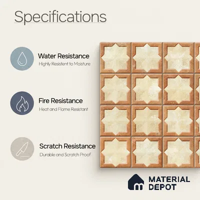 Faux Subway Wall Tile TL 11273 Sienna Star 2 ft x 1 ft Ceramic Granulla Finish Tile - 9 mm | Suitable For Bathroom, Balcony & Kitchen Backsplash (Sample)