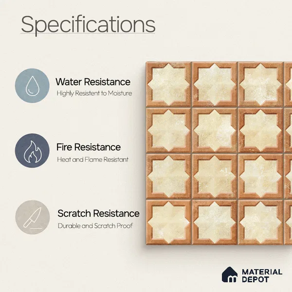 Faux Subway Wall Tile TL 11273 Sienna Star 2 ft x 1 ft Ceramic Granulla Finish Tile - 9 mm | Suitable For Bathroom, Balcony & Kitchen Backsplash (Sample)