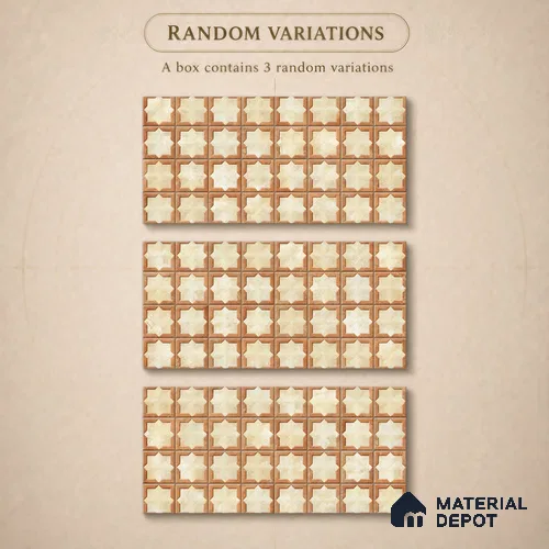 Patterned Wall Tile TL 11273 Sienna Star 2 ft x 1 ft Ceramic Granulla Finish Tile - 9 mm | Suitable For Bathroom, Balcony & Kitchen Backsplash