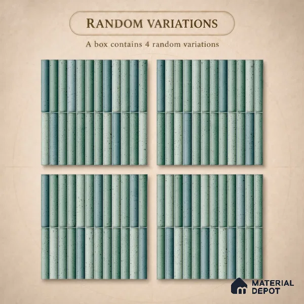 Faux Subway Wall Tile TL 11286 Seafoam Reed 1 ft x 1 ft Ceramic Glossy Finish Tile - 10 mm | Suitable For Bathroom, Dining Area, Kitchen Backsplash