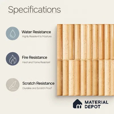 Faux Subway Wall Tile TL 11287 Spiced Fluted Ochre 1 ft x 1 ft Ceramic Glossy Finish Tile - 10 mm | Suitable For Bathroom, Dining Area, Kitchen Backsplash