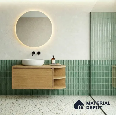 Faux Subway Wall Tile TL 11288 Verdant Pillar 1 ft x 1 ft Ceramic Glossy Finish Tile - 10 mm | Suitable For Bathroom, Dining Area, Kitchen Backsplash