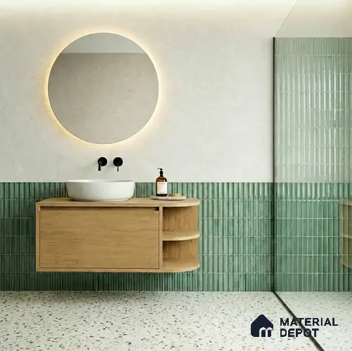 Faux Subway Wall Tile TL 11288 Verdant Pillar 1 ft x 1 ft Ceramic Glossy Finish Tile - 10 mm | Suitable For Bathroom, Balcony & Kitchen Backsplash