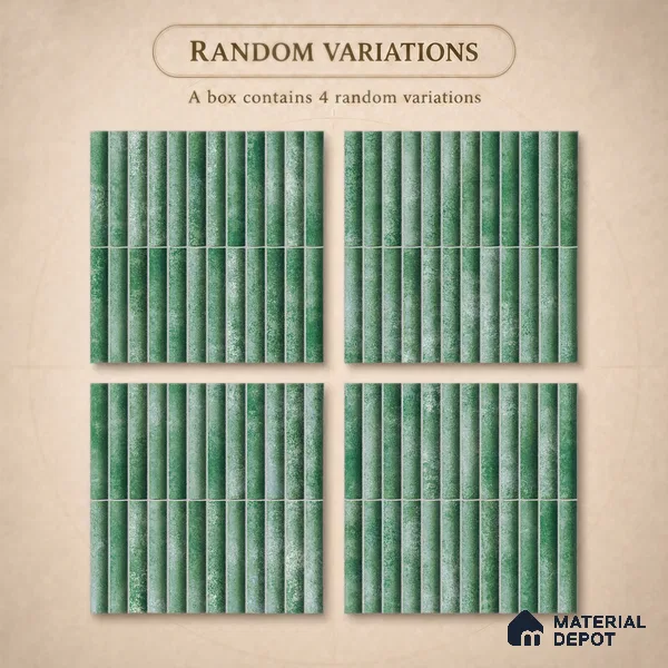 Faux Subway Wall Tile TL 11288 Verdant Pillar 1 ft x 1 ft Ceramic Glossy Finish Tile - 10 mm | Suitable For Bathroom, Dining Area, Kitchen Backsplash