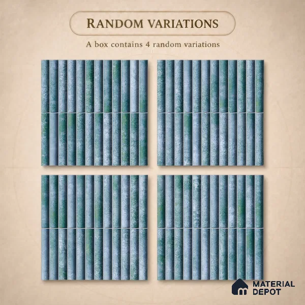 Faux Subway Wall Tile TL 11289 Verdigris Ridge 1 ft x 1 ft Ceramic Glossy Finish Tile - 10 mm | Suitable For Bathroom, Dining Area, Kitchen Backsplash