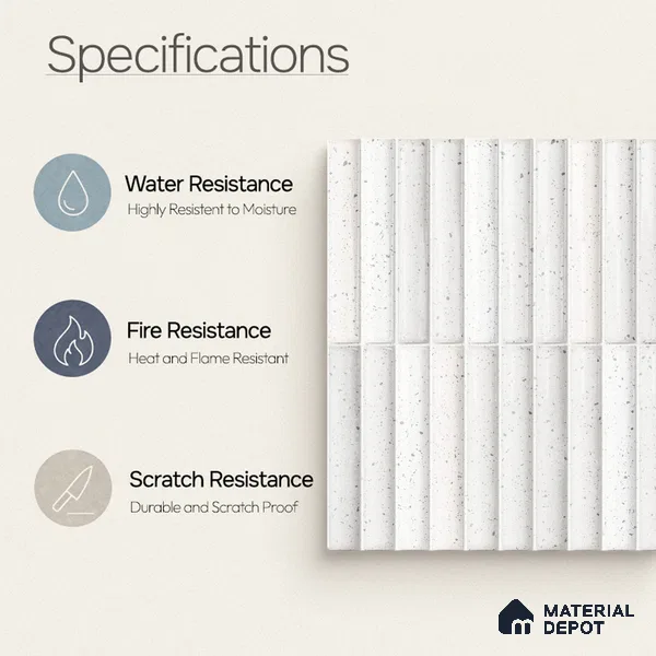Faux Subway Wall Tile TL 11290 Speckled Ridge 1 ft x 1 ft Ceramic Glossy Finish Tile - 10 mm | Suitable For Bathroom, Dining Area, Kitchen Backsplash