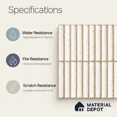 Faux Subway Wall Tile TL 11291 Speckled Linen 1 ft x 1 ft Ceramic Glossy Finish Tile - 10 mm | Suitable For Bathroom, Balcony & Kitchen Backsplash