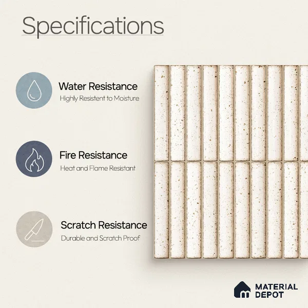 Faux Subway Wall Tile TL 11291 Speckled Linen 1 ft x 1 ft Ceramic Glossy Finish Tile - 10 mm | Suitable For Bathroom, Balcony & Kitchen Backsplash