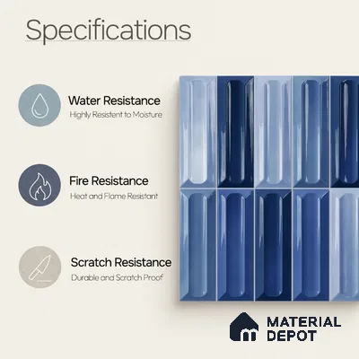 Faux Subway Wall Tile TL 11293 Azure Prism 1 ft x 1 ft Ceramic Glossy Finish Tile - 10 mm | Suitable For Bathroom, Balcony & Kitchen Backsplash (Sample)