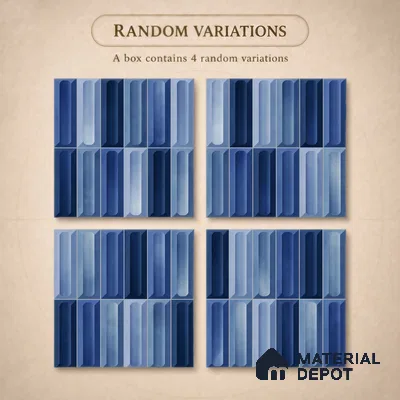 Faux Subway Wall Tile TL 11293 Azure Prism 1 ft x 1 ft Ceramic Glossy Finish Tile - 10 mm | Suitable For Bathroom, Balcony & Kitchen Backsplash (Sample)