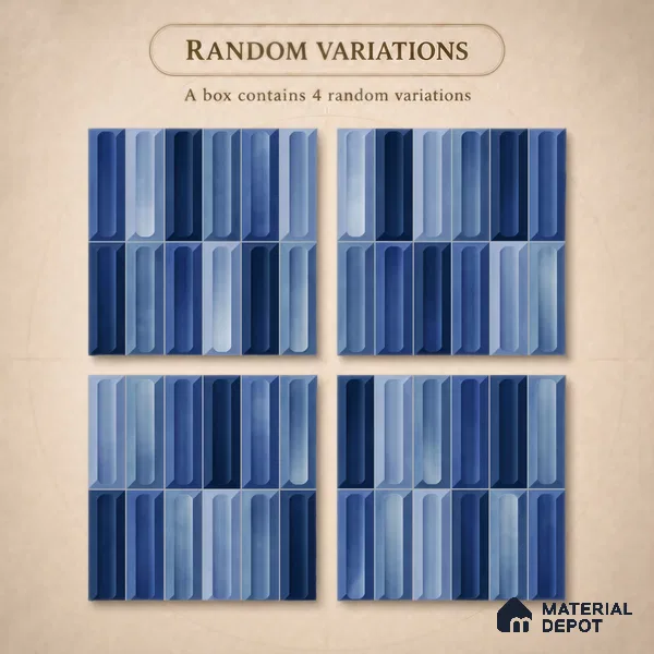 Faux Subway Wall Tile TL 11293 Azure Prism 1 ft x 1 ft Ceramic Glossy Finish Tile - 10 mm | Suitable For Bathroom, Balcony & Kitchen Backsplash (Sample)
