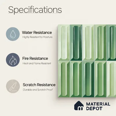 Faux Subway Wall Tile TL 11294 Verdant Prism 1 ft x 1 ft Ceramic Glossy Finish Tile - 10 mm | Suitable For Bathroom, Balcony & Kitchen Backsplash