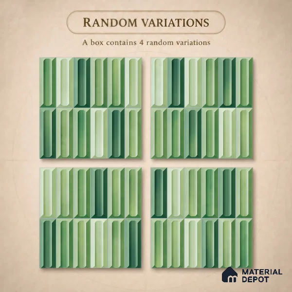 Faux Subway Wall Tile TL 11294 Verdant Prism 1 ft x 1 ft Ceramic Glossy Finish Tile - 10 mm | Suitable For Bathroom, Balcony & Kitchen Backsplash