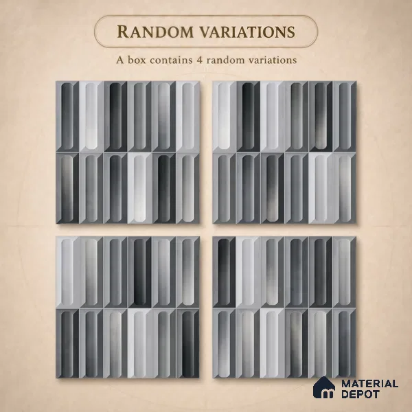 Faux Subway Wall Tile TL 11296 Graphite Capsule 1 ft x 1 ft Ceramic Glossy Finish Tile - 10 mm | Suitable For Bathroom, Dining Area, Kitchen Backsplash