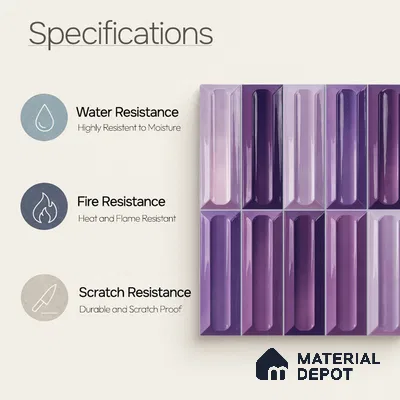 Faux Subway Wall Tile TL 11297 Violet Prism 1 ft x 1 ft Ceramic Glossy Finish Tile - 10 mm | Suitable For Bathroom, Balcony & Kitchen Backsplash (Sample)