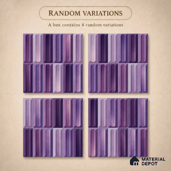 Faux Subway Wall Tile TL 11297 Violet Prism 1 ft x 1 ft Ceramic Glossy Finish Tile - 10 mm | Suitable For Bathroom, Balcony & Kitchen Backsplash (Sample)