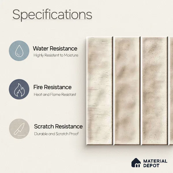 Faux Subway Wall Tile TL 11299 Sable Plank 1 ft x 1 ft Ceramic Glossy Finish Tile - 10 mm | Suitable For Bathroom, Dining Area, Kitchen Backsplash