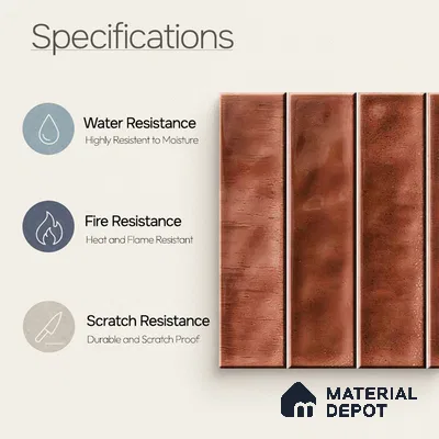 Faux Subway Wall Tile TL 11301 Copperwood Plank 1 ft x 1 ft Ceramic Glossy Finish Tile - 10 mm | Suitable For Bathroom, Kitchen Backsplash