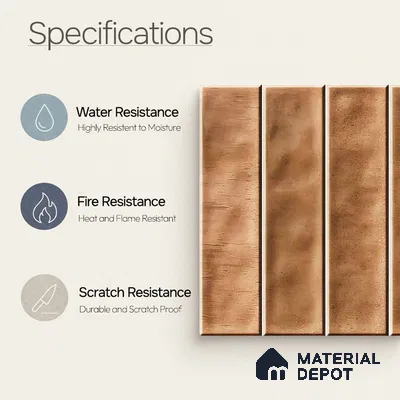 Faux Subway Wall Tile TL 11302 Sienna Plank 1 ft x 1 ft Ceramic Glossy Finish Tile - 10 mm | Suitable For Bathroom, Dining Area, Kitchen Backsplash