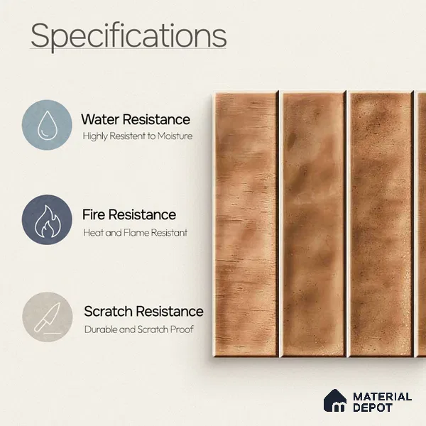 Faux Subway Wall Tile TL 11302 Sienna Plank 1 ft x 1 ft Ceramic Glossy Finish Tile - 10 mm | Suitable For Bathroom, Dining Area, Kitchen Backsplash