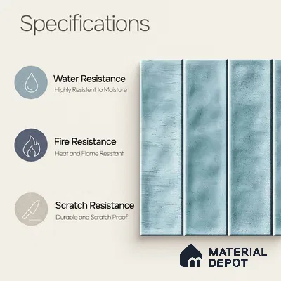 Faux Subway Wall Tile TL 11303 Mist Blue Plank 1 ft x 1 ft Ceramic Glossy Finish Tile - 10 mm | Suitable For Bathroom, Dining Area, Kitchen Backsplash