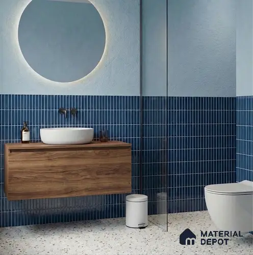 Faux Kitkat Subway Wall Tile TL 11305 Azure Arrow 1 ft x 1 ft Ceramic Glossy Finish Tile - 10 mm | Suitable For Bathroom, Balcony & Kitchen Backsplash