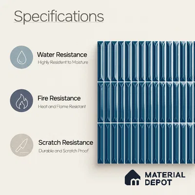 Faux Kitkat Subway Wall Tile TL 11305 Azure Arrow 1 ft x 1 ft Ceramic Glossy Finish Tile - 10 mm | Suitable For Bathroom, Dining Area, Kitchen Backsplash