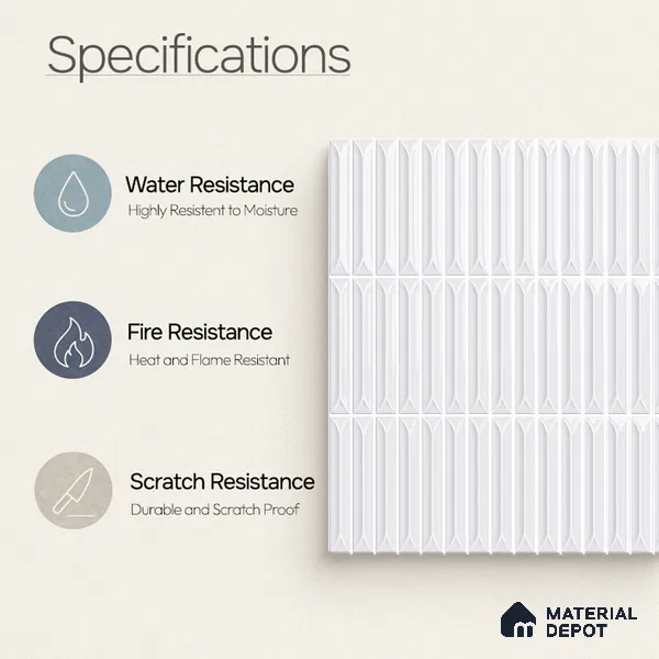 Faux Kitkat Subway Wall Tile TL 11306 Prism Arrow 1 ft x 1 ft Ceramic Glossy Finish Tile - 10 mm | Suitable For Bathroom, Dining Area, Kitchen Backsplash
