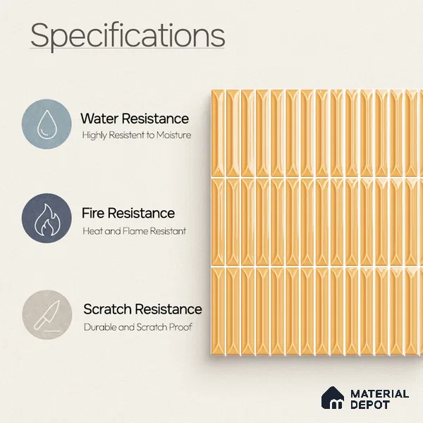 Faux Kitkat Subway Wall Tile TL 11307 Honey Arrow 1 ft x 1 ft Ceramic Glossy Finish Tile - 10 mm | Suitable For Bathroom, Dining Area, Kitchen Backsplash