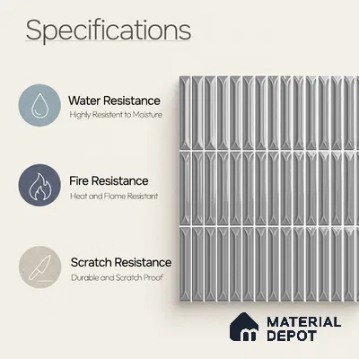 Faux Kitkat Subway Wall Tile TL 11308 Graphite Arrow 1 ft x 1 ft Ceramic Glossy Finish Tile - 10 mm | Suitable For Bathroom, Balcony & Kitchen Backsplash