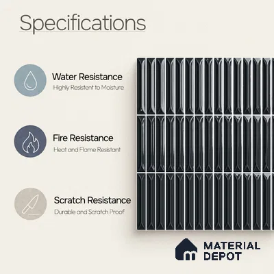 Faux Kitkat Subway Wall Tile TL 11310 Noir Pinnacle 1 ft x 1 ft Ceramic Glossy Finish Tile - 10 mm | Suitable For Bathroom, Balcony & Kitchen Backsplash (Sample)