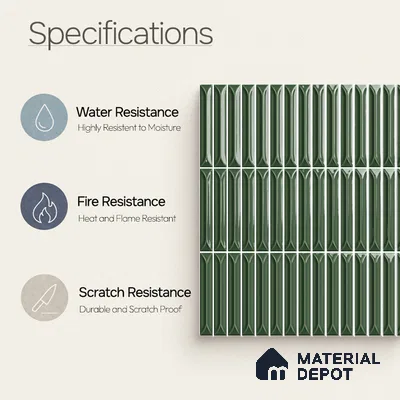 Faux Kitkat Subway Wall Tile TL 11311 Verdant Arrow 1 ft x 1 ft Ceramic Glossy Finish Tile - 10 mm | Suitable For Bathroom, Balcony & Kitchen Backsplash (Sample)