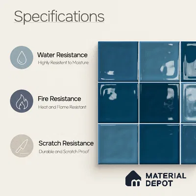 Faux Subway Wall Tile TL 11313 Azure Depths 1 ft x 1 ft Ceramic Glossy Finish Tile - 10 mm | Suitable For Bathroom, Balcony & Kitchen Backsplash (Sample)