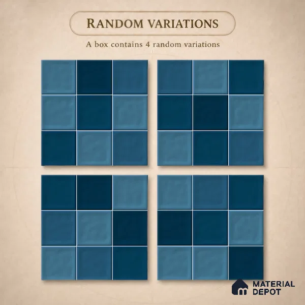 Faux Subway Wall Tile TL 11313 Azure Depths 1 ft x 1 ft Ceramic Glossy Finish Tile - 10 mm | Suitable For Bathroom, Balcony & Kitchen Backsplash (Sample)