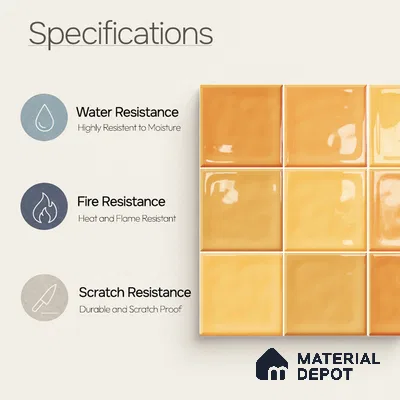 Faux Subway Wall Tile TL 11314 Amber Glow 1 ft x 1 ft Ceramic Glossy Finish Tile - 10 mm | Suitable For Bathroom, Dining Area, Kitchen Backsplash