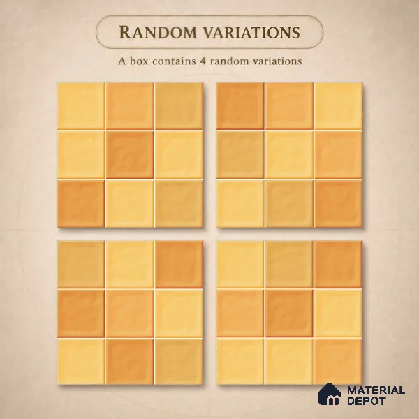 Faux Subway Wall Tile TL 11314 Amber Glow 1 ft x 1 ft Ceramic Glossy Finish Tile - 10 mm | Suitable For Bathroom, Dining Area, Kitchen Backsplash
