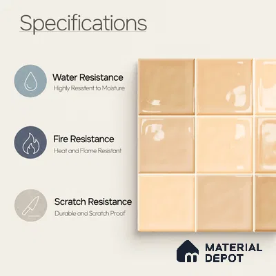 Faux Subway Wall Tile TL 11315 Honey Sand 1 ft x 1 ft Ceramic Glossy Finish Tile - 10 mm | Suitable For Bathroom, Dining Area, Kitchen Backsplash