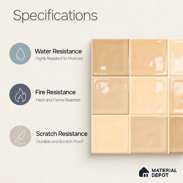 Faux Subway Wall Tile TL 11315 Honey Sand 1 ft x 1 ft Ceramic Glossy Finish Tile - 10 mm | Suitable For Bathroom, Dining Area, Kitchen Backsplash