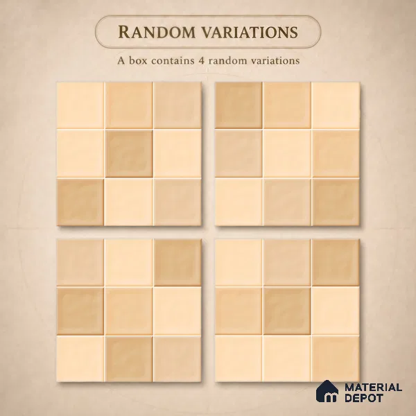 Faux Subway Wall Tile TL 11315 Honey Sand 1 ft x 1 ft Ceramic Glossy Finish Tile - 10 mm | Suitable For Bathroom, Dining Area, Kitchen Backsplash